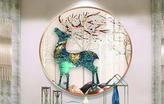 新中式圓形玄關(guān)畫(huà)效果圖1